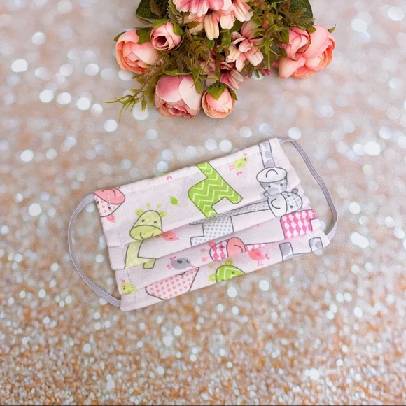 Child/girls fabric face mask filter pocket pink - Picture 2 of 8